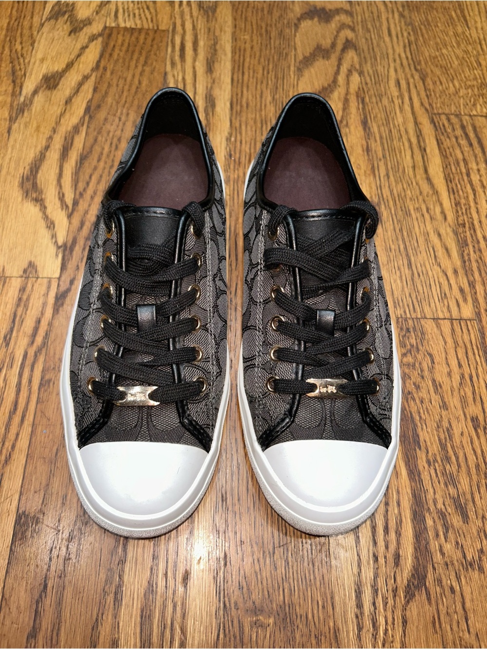 Coach Empire Signature Jacquard Sneakers Black White Size 8.5 - Picture 2 of 11